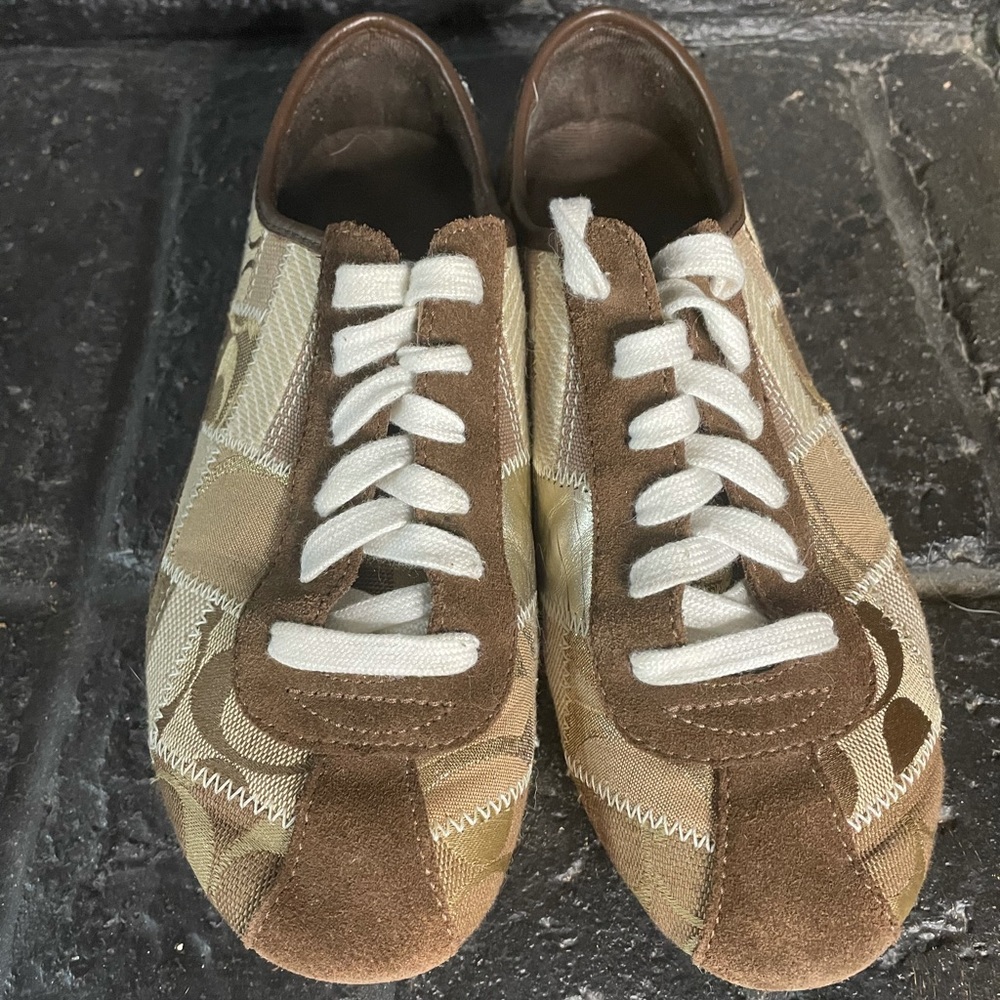 Coach Tidy sneakers brown and gold patchwork size7